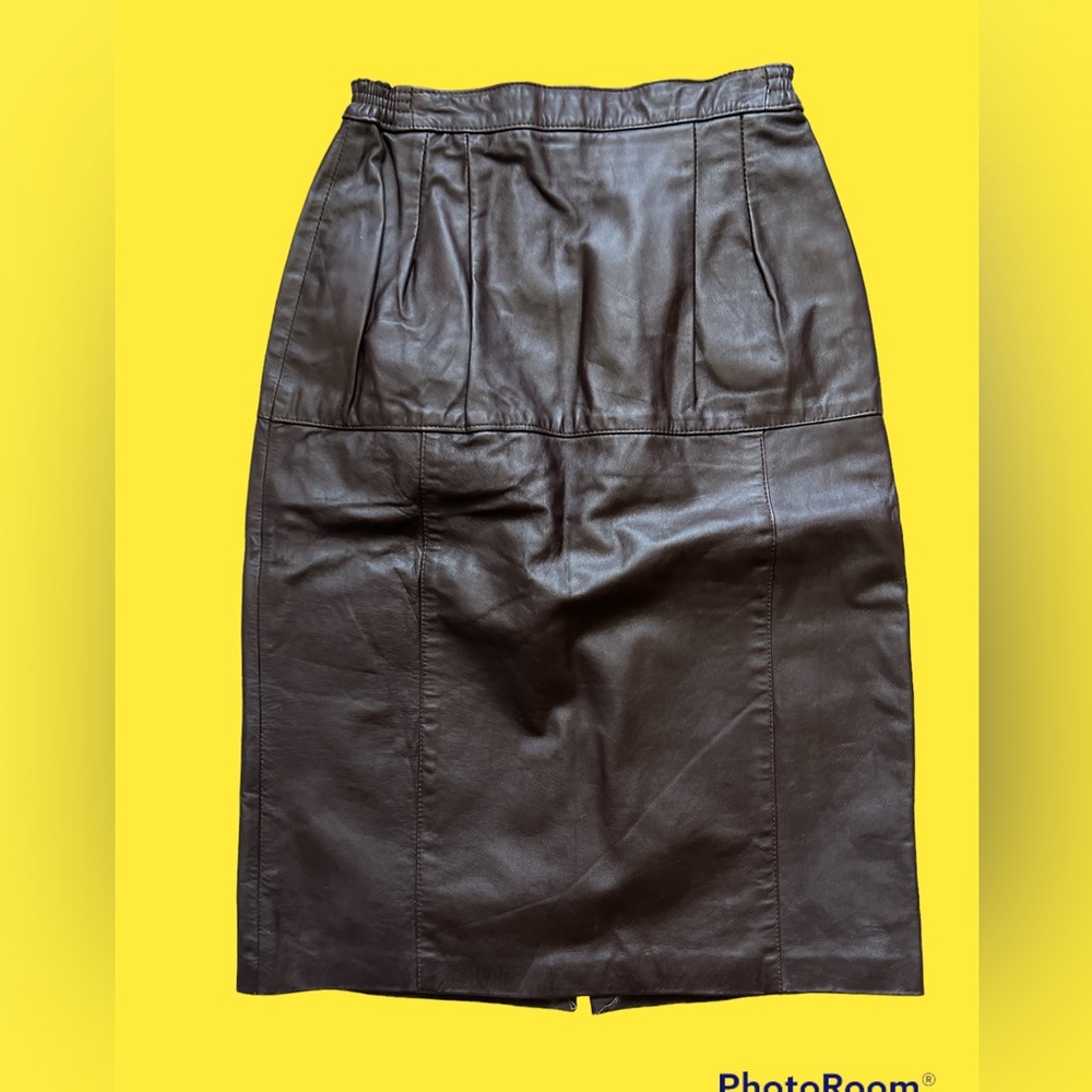 Vintage Brown leather Pencil Skirt